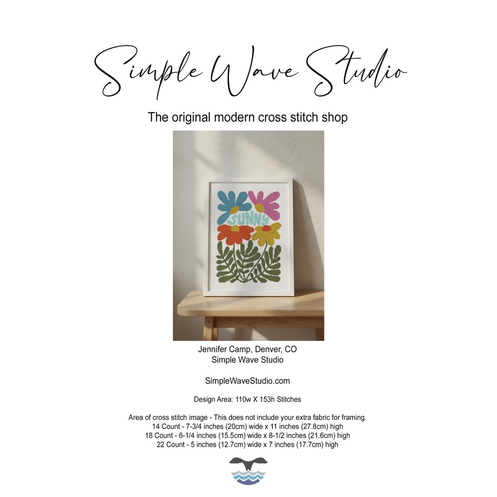 Abstract Flower 1960's Boho Design Counted Cross Stitch Pattern Chart